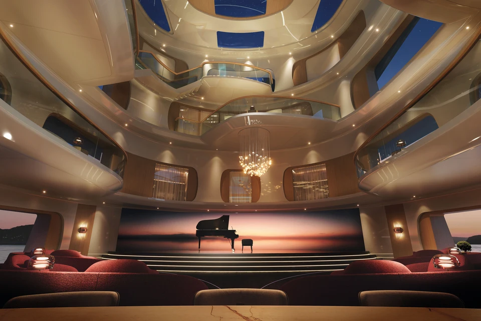 Grand atrium / scène du Feadship Concept-HIVE
