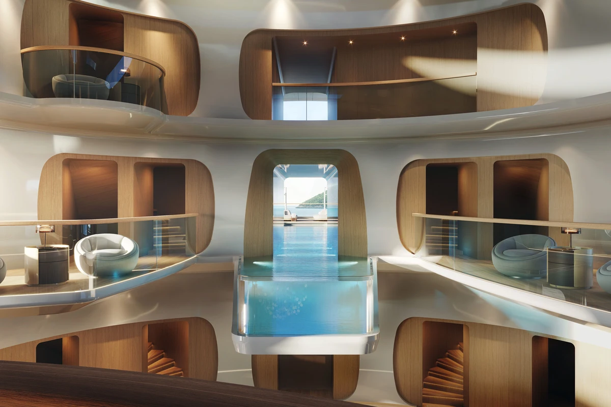 Piscine suspendue du Feadship Concept-HIVE