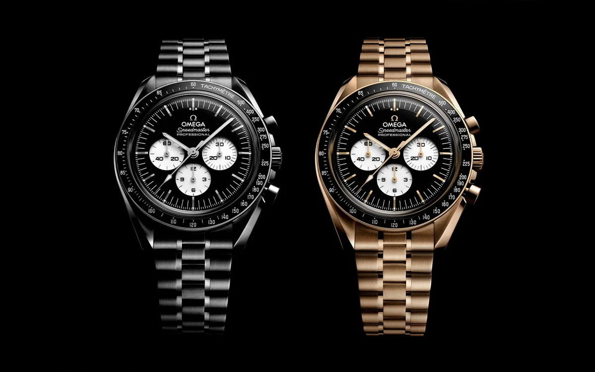 Omega Speedmaster Moonwatch au cadran noir et blanc sophistiqué